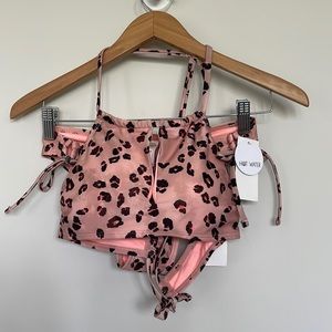 Hot Water Cheeta Keyhole Bikini with Ruched Back Bottoms Sz M NWT